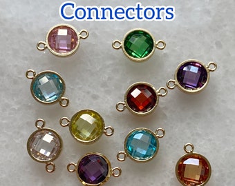 6mm 14K Gold Fille AAA CZ Stone Connector-Tiny Birthstone Connector-permanent jewelry charms,connetors - SKU: 201329GF