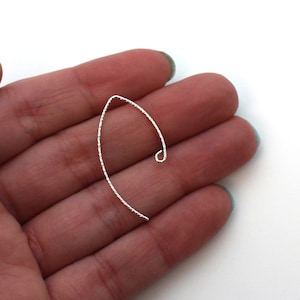 Sterling Silver Earwires - Sparkle V Shape Ear Wires - Marquise Ear Wires - 925 Sterling Silver Earring Findings (1 pair) SKU: 203090