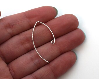 Sterling Silver Earwires - Sparkle V Shape Ear Wires - Marquise Ear Wires - 925 Sterling Silver Earring Findings