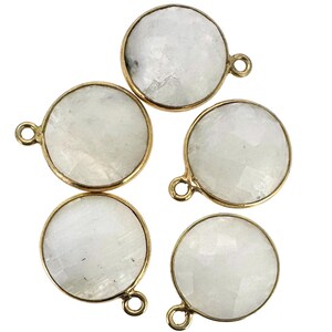 Bezel Gemstone Pendant-Faceted Round Charm-Gold Plated Sterling Silver Charms-Necklace Birthstone Charms-14mm (1pc) SKU: 201102 image 10