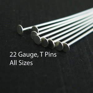 Sterling Silver 925 Head Pins 50mm wire thickness 0.6mm 22 Gauge with Flat  Head