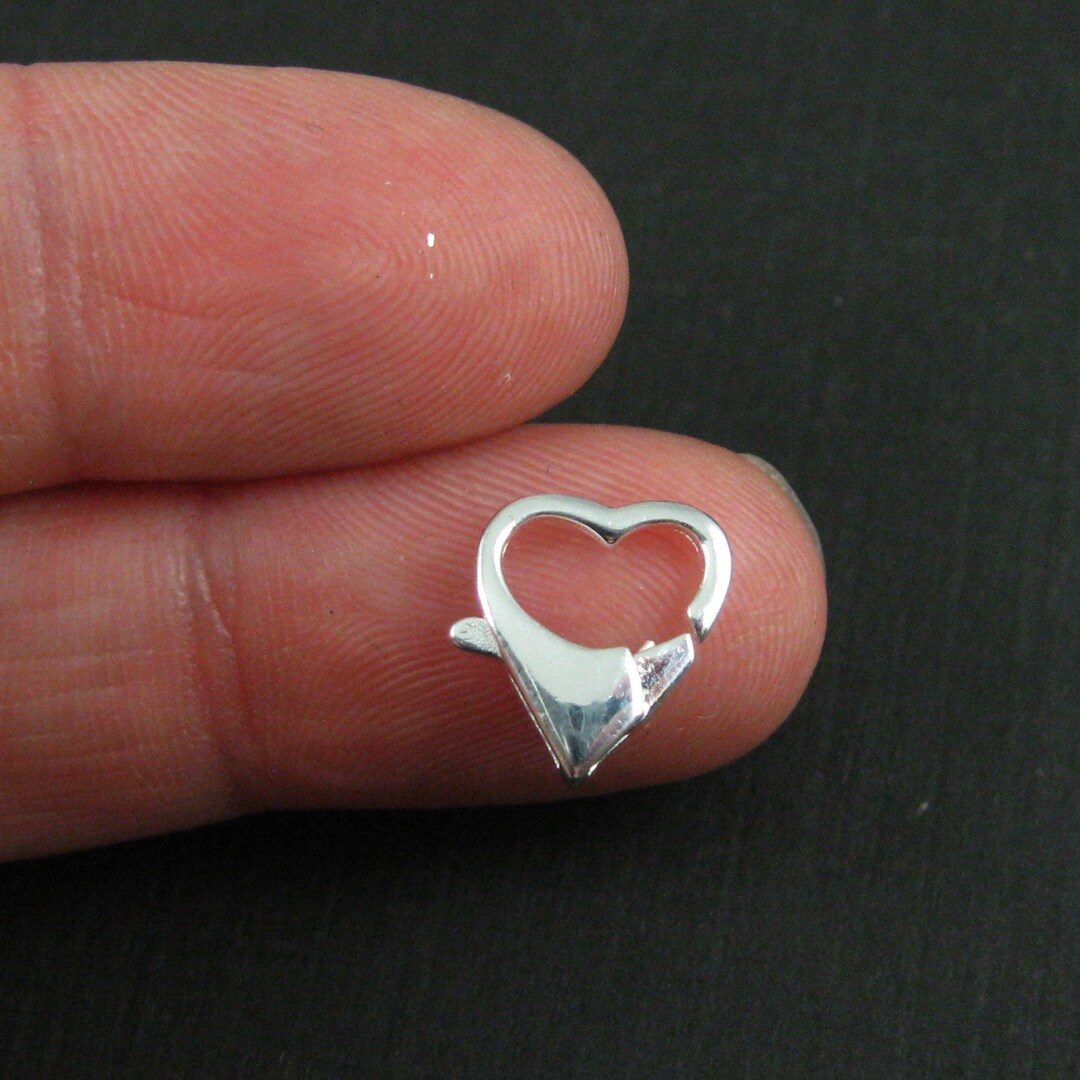 Sterling Silver Clasp Fancy Clasp, Heart Shaped Clasp, 11mm Heart Charm