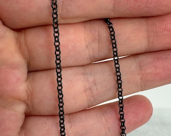 Oxidized Sterling Silver Chain, 2mm Rolo Chain, Unfinished Bulk Chain for Jewelry Making, Jewelry Wholesale, Permanent Chain- Sku: 101005-OX