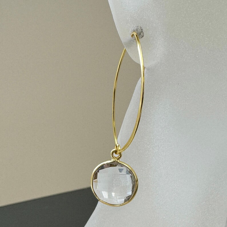 Bezel Gemstone Pendant-Faceted Round Charm-Gold Plated Sterling Silver Charms-Necklace Birthstone Charms-14mm (1pc) SKU: 201102 image 15