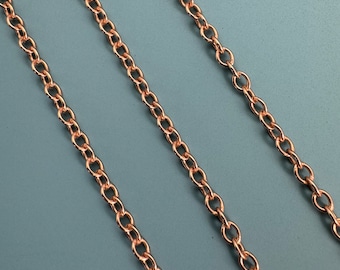 Rose Gold plated Sterling Silver Chain, Unfinished Bulk Chains, 2mm Strong Oval Cable Chain, Jewelry Wholesale, Jewelry Chain-Sku: 101019-RG