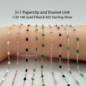 14K Gold Filled or Sterling Silver Enamel Chain-Bulk Chain By The Foot-Unfinished Chain-Permanent Jewelry-Wholesale Supply-Paperclip Chains