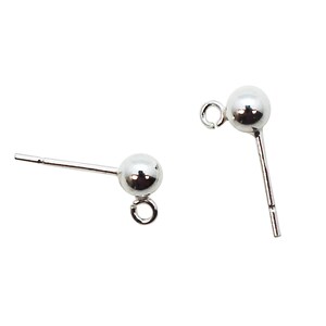 May include: Two silver earring posts with a small ball at the top and a loop for attaching a charm.