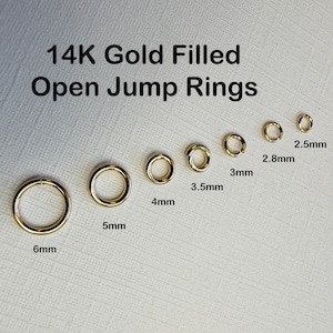 Argolas de ouro 14K para joias permanentes - Argolas abertas para fabricação de joias, calibre 20, calibre 22 e calibre 24 - Suprimentos para atacado