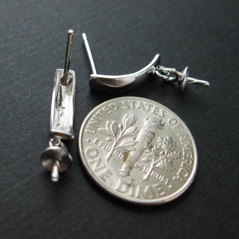 Sterling Silver Earring Findings Rectangle Post With Peg Bail Etsy