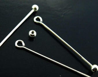 Sterling Silver Bail Pin, Open Eye Head Pin Bail - Screw on Ball Head Pin - Long Pin Bail - Sterling Silver Pins- 20-30mm Sku: 219015