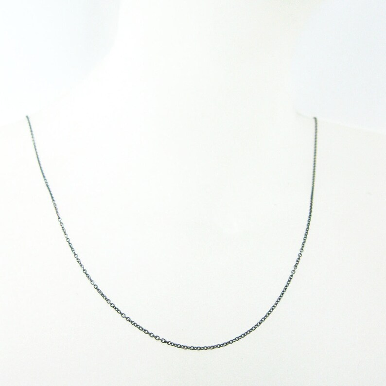 Oxidized Sterling Silver Chain Tiny Plain Cable Chain Oxidized Silver Necklace Chain, Cable Chain Necklace 16-36 inches SKU: 601009-OX image 2