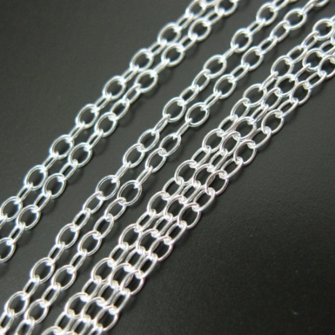 Wholesale Sterling Silver Chains. Unfinished Bulk Chain. 2mm Cable Oval Chain 10 Feet Sku
