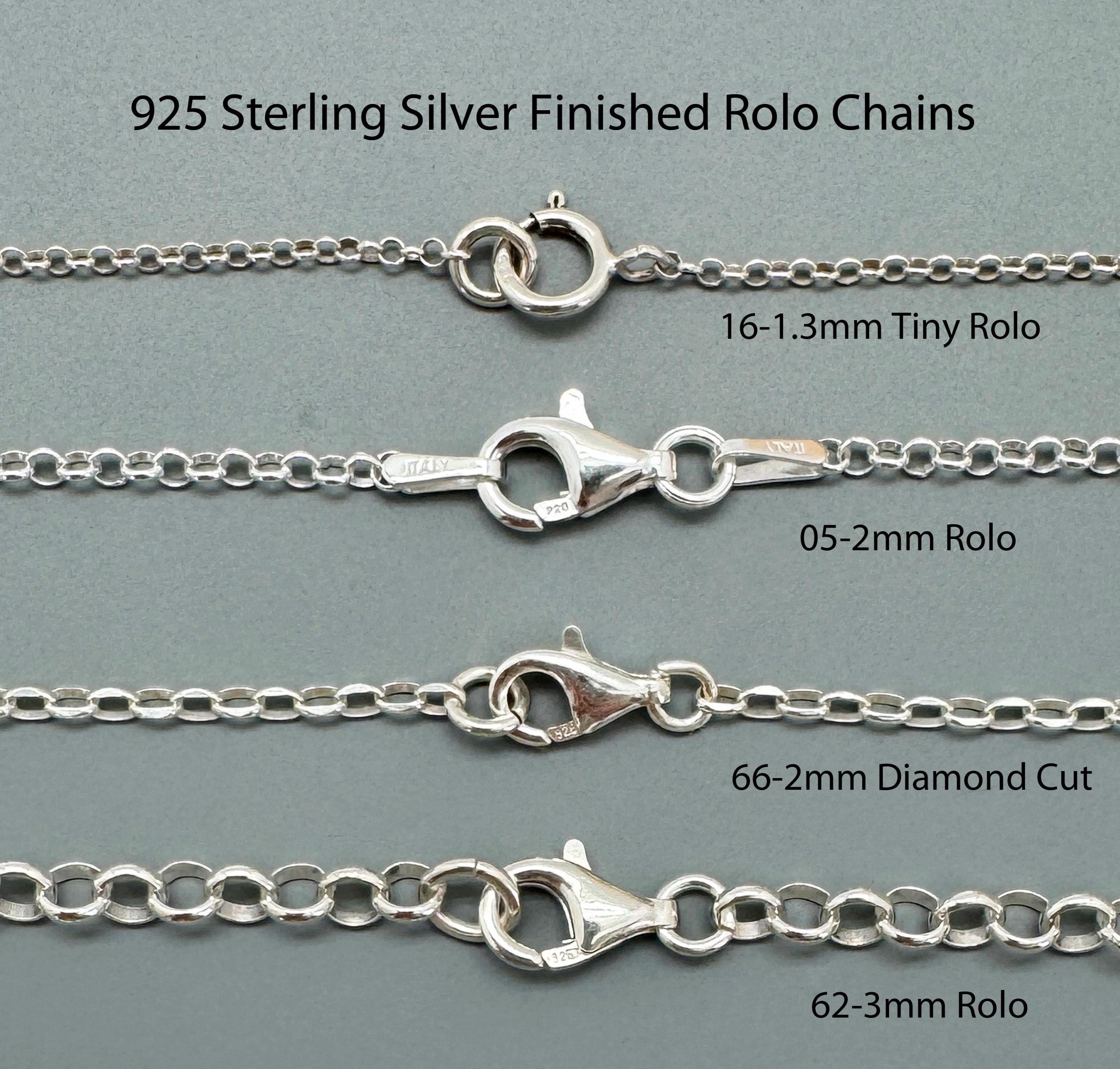 925 Sterling Silver Finished Rolo Chain-16 to 36 Inch Necklaces ...