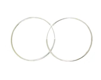 Sterling Silver 50mm Earring Hoops 1.25mm thickness  (Sold per pair) - SKU: 203001-50