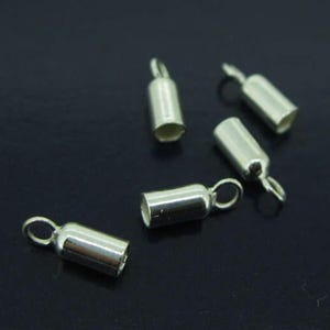 Sterling Silver Round Tube Ends with Ring- Silver Endings-Tube Ends-Jewelry Making and Beading Supplies-Jewelry Endings-Plain Tube Ends-Bulk