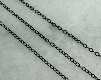 Oxidized Sterling Silver Chains, Bulk Unfinished Chains, 2.5x1.8mm Flat Light Oval Cable Chain, Wholesale Jewelry Supply - Sku: 101022-OX
