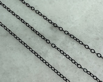 Oxidized Sterling Silver Chains, Bulk Unfinished Chains, 2.5x1.8mm Flat Light Oval Cable Chain, Wholesale Jewelry Supply - Sku: 101022-OX