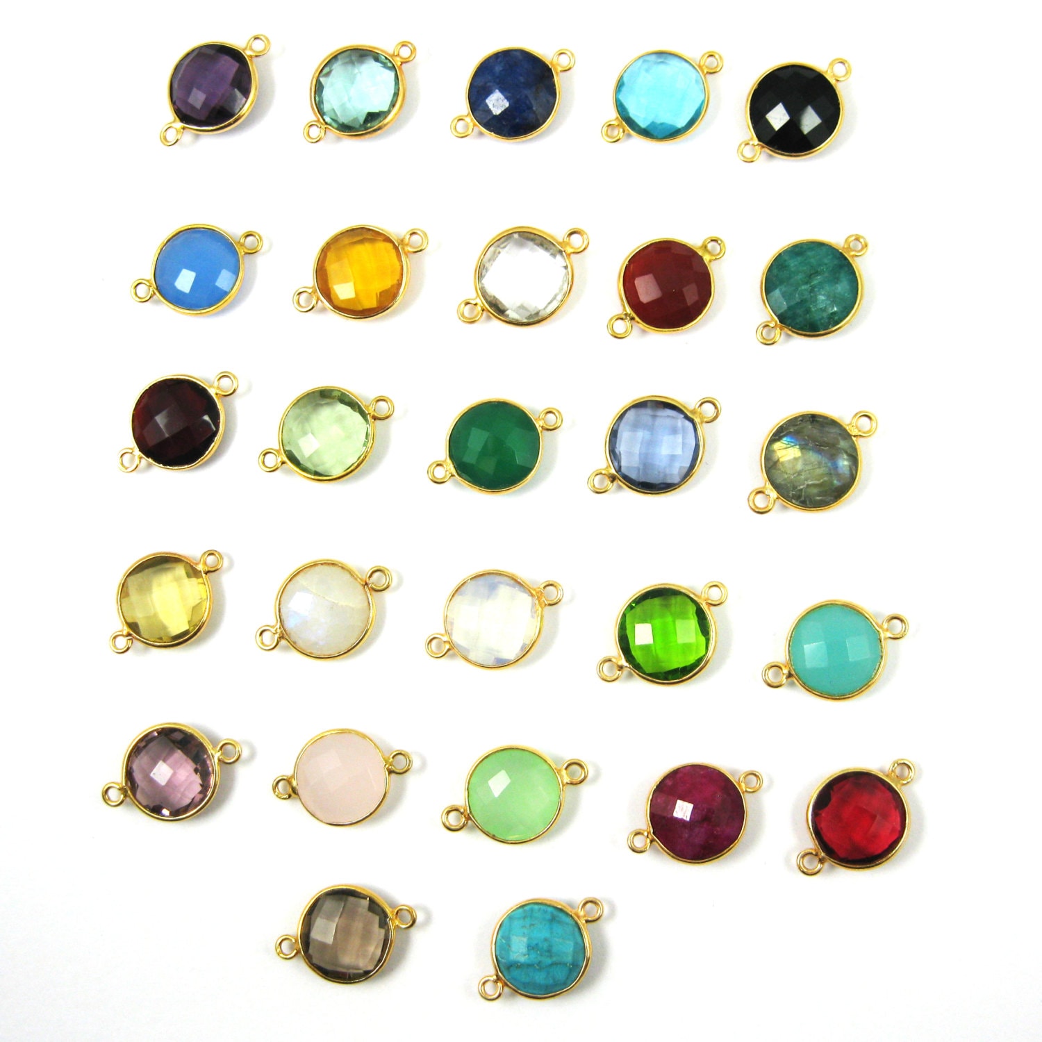 R様おまとめページケセラストーン　へび　パーツ　2-20 Bezel Gemstone Connector Link - Gold Plated Silver Faceted