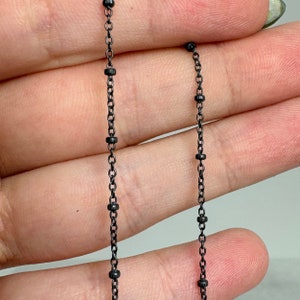 Oxidized Sterling Silver Ball Chain, Bulk Unfinished 1.6mm Satellite Bead Chain, Wholesale Jewelry Chain, Jewelry Making - Sku: 101006-OX
