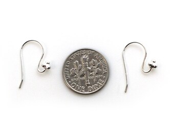 Fishhook sterling zilver Earwires - Fancy Fishhook oorbellen met bal Cluster - 19.5 x 12 mm - Bulk groothandel Earring bevindingen - Sku: 203024