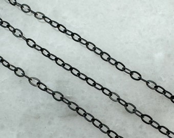 Oxidized Sterling Silver Chains, Bulk Unfinished Chains, 3.5mm Flat Oval Cable Chain, Permanent Jewelry, Wholesale Jewelry-Sku: 101024-OX