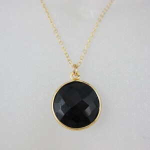 Bezel Gemstone Pendant-Faceted Round Charm-Gold Plated Sterling Silver Charms-Necklace Birthstone Charms-14mm (1pc) SKU: 201102 image 19