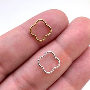 Sterling Silver Plain Clover Charms, 14K Gold Plain Clover Connector Permanent Jewelry Charm Supplies-Wholesale sku: 201352