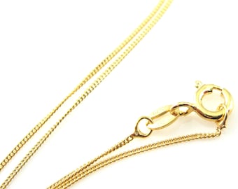 Gold Necklace Chain, Gold plated Sterling Silver Chain - Tiny Curb - Necklace Chain - Fine Gold Necklace Chain (16-20 inches) SKU: 601001VM