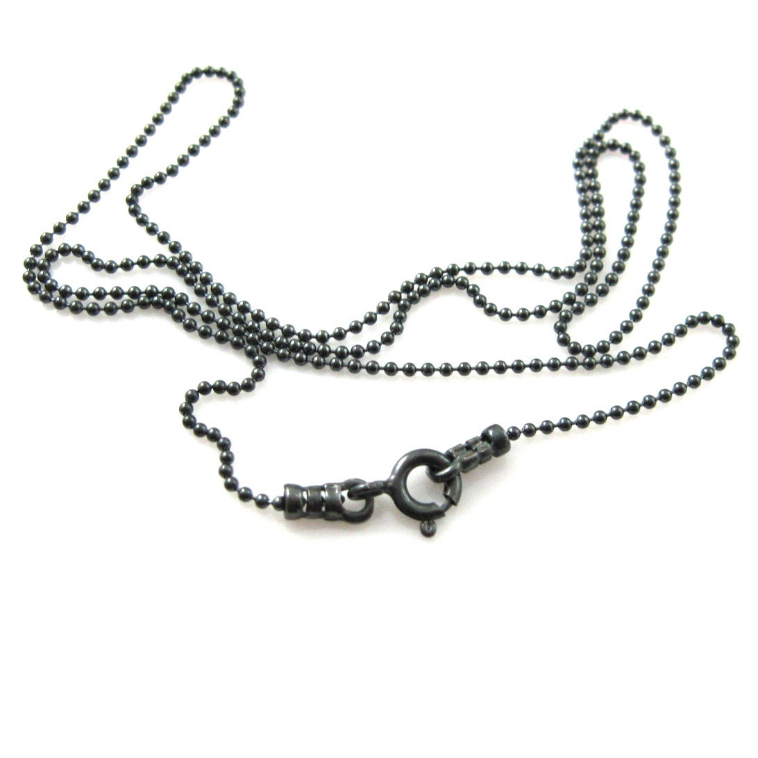 Oxidized Sterling Silver Necklace Chain Ball Chain Necklace Etsy