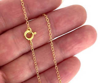 Gold Chain-Gold plated Sterling Silver Chain-2mm Light Cable Chain-Light Gold Chain Necklace-Simple Cable Chain(16-36 inches) SKU: 601020-VM