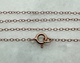 Rose Gold plated Sterling Silver Chain - 2mm Light Cable Chain-Light Gold Chain Necklace-Cable Chain Necklace (16-36 inches) SKU: 601020-RG