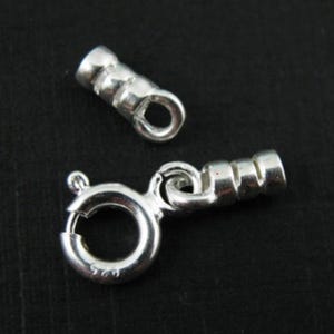 925 Sterling Silver Findings - Tube Ends - Professional Finishing Chains - Tube Endings with Clasp ( 1 set ) Sku: 213002-SET