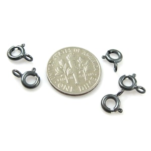 Oxidized Sterling Silver Clasps -Spring Ring Jewelry Clasp -  Oxidized Findings Bulk - Round Spring Ring Clasp 6mm (10 pcs) Sku: 202021-OX-6