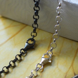 Sterling Silver Necklack Chain- 3.5mm Rolo Chain-Silver Oxidized Necklace for Pendant-Silver Rolo Necklace (16-36 inches) SKU: 601003