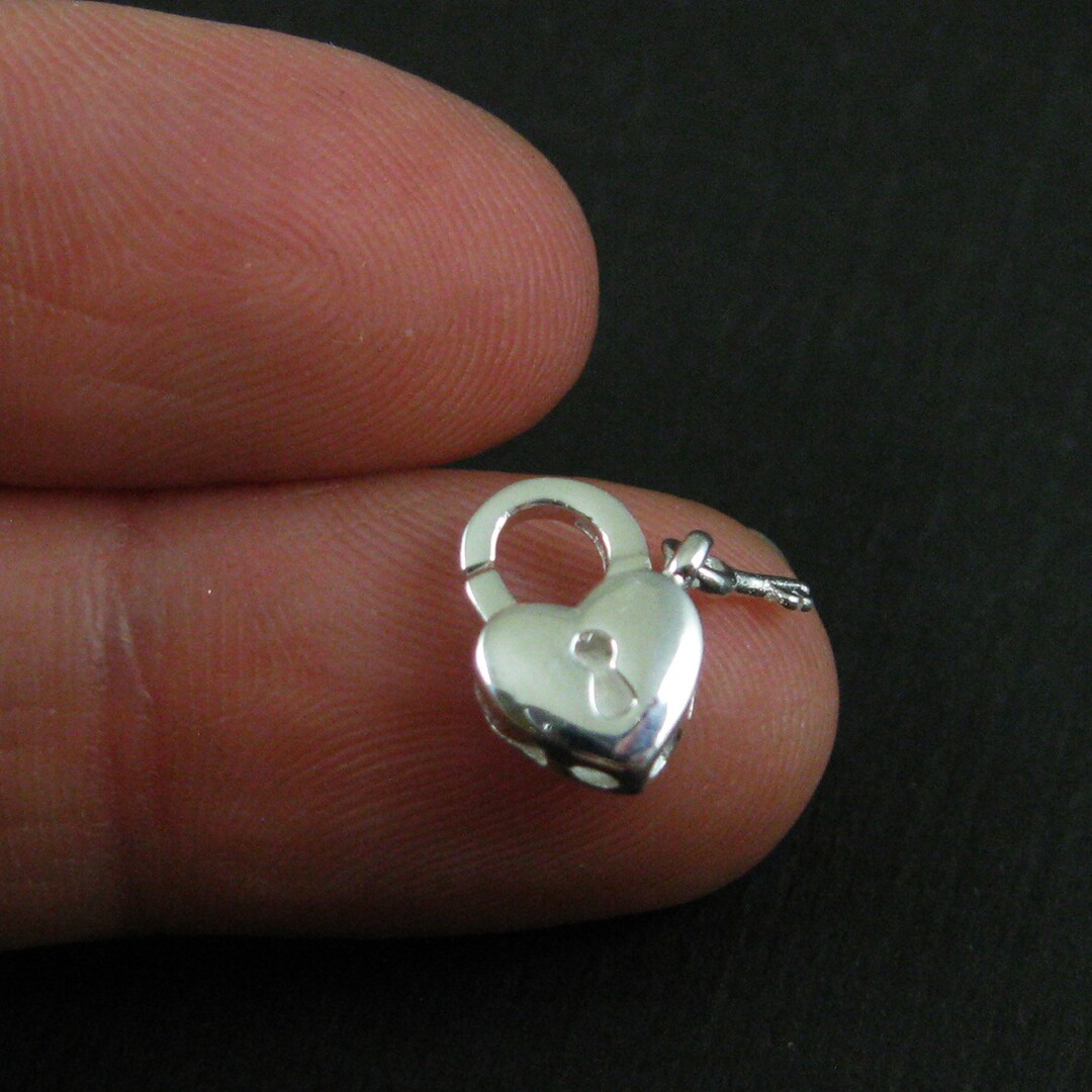 Sterling Silver Clasp Fancy Clasp, Heart With Lock and Key Clasp, Heart