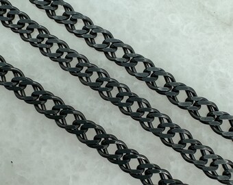 Oxidized Sterling Silver Chain, Bulk Unfinished Chains, Double Diamond Cut Curb Chain, Oxidized Chain, Wholesale Jewelry Chain-Sku:101035-OX
