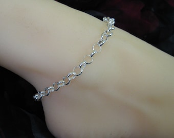 Sterling Silver Anklet - Chunky Chain, Huge Rolo Chain Anklet, Silver Charm Anklet - Anklet Bracelet (9.5 inches) SKU: 601030-9.5