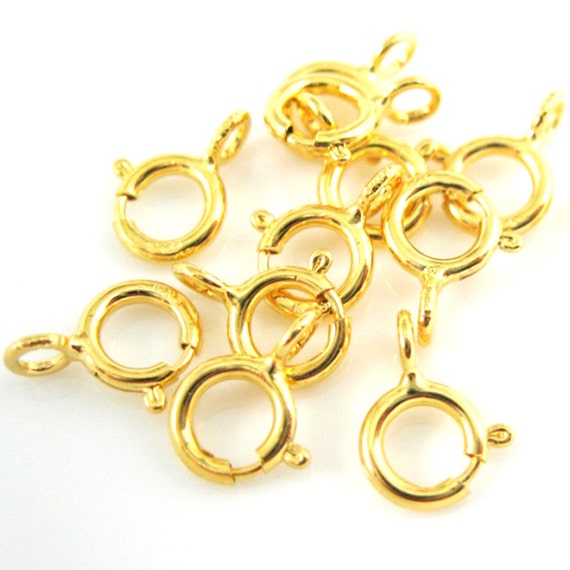 Gold Clasps, Gold Plated Sterling Silver Spring Ring Clasps