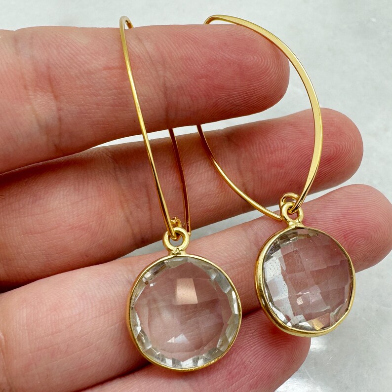 Bezel Gemstone Pendant-Faceted Round Charm-Gold Plated Sterling Silver Charms-Necklace Birthstone Charms-14mm (1pc) SKU: 201102 image 16