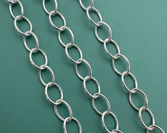 925 スターリング シルバー チェーン、未完成バルク チェーン (1 フィート)、5.8 x 4.2 mm、卸売ジュエリー用品、永久ジュエリー チェーン - SKU: 101047