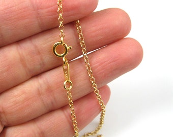 Gold plated Sterling Silver Necklace Chain, Gold Chain Necklace, Anklet Chain, Bracelet Chain - 2mm Rolo Chain (7-36 inches) SKU: 601005-VM