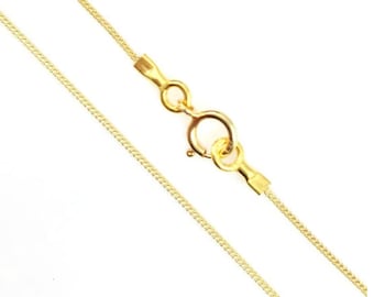 Gold Necklace Chain, Gold plated Sterling silver Chain - Tiny Curb - Long Necklace Chain - Gold Necklace Chain (16-36 inches) SKU: 601001VM