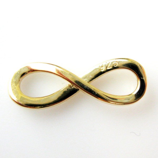 Infinity Charm - Gold plated 925 Sterling Silver Charm - Gold Infinity, Simple Smooth Infinity Charm -Wholesale Charms (15mm) Sku: 201064-VM