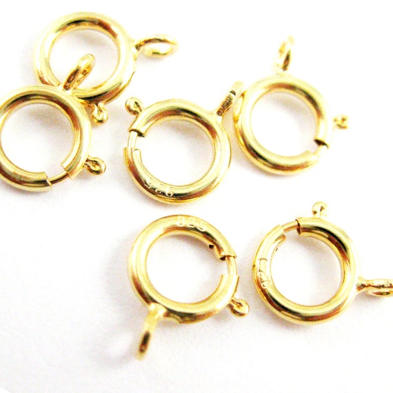 Gold Clasps, Gold Plated Sterling Silver Spring Ring Clasps