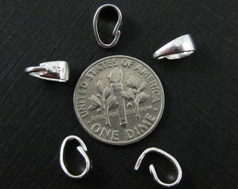 Sterling Silver Bail- Simple Classic Open Bail Connector -  8.5mm- Wholesale Silver Findings  - 3 Pieces - Sku: 219012