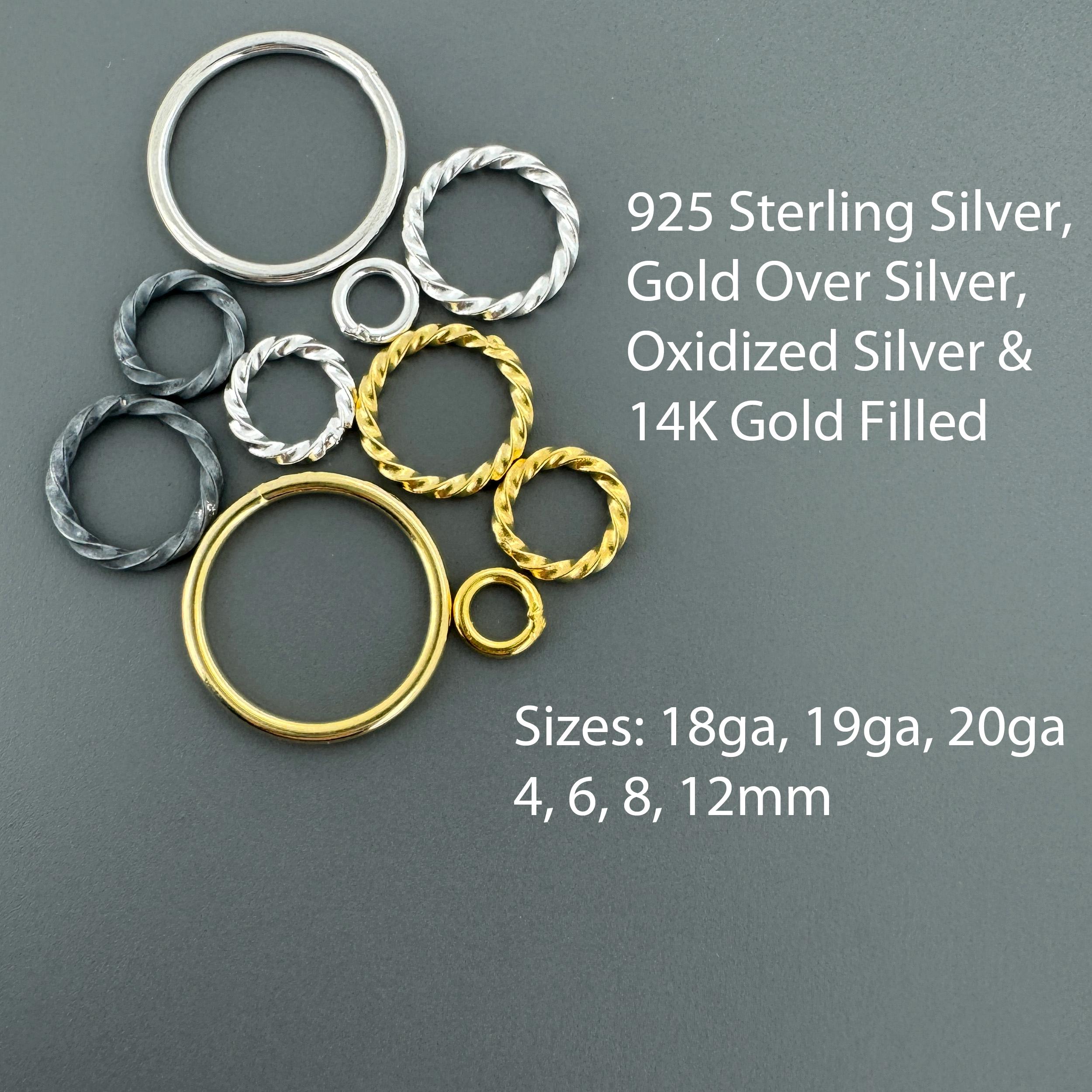 Closed Jump Rings-gold Over Silver, Sterling Silver, Oxidized