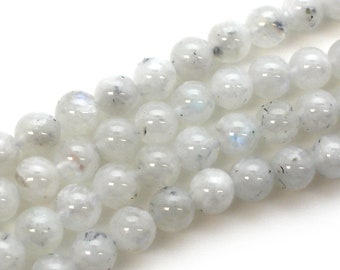 Moonstone Beads - Choose From Sizes 5.5mm or 6.5mm - Smooth Round Semi-Precious Gemstone Beads - June Birthstone (1 strand) SKU: 378001