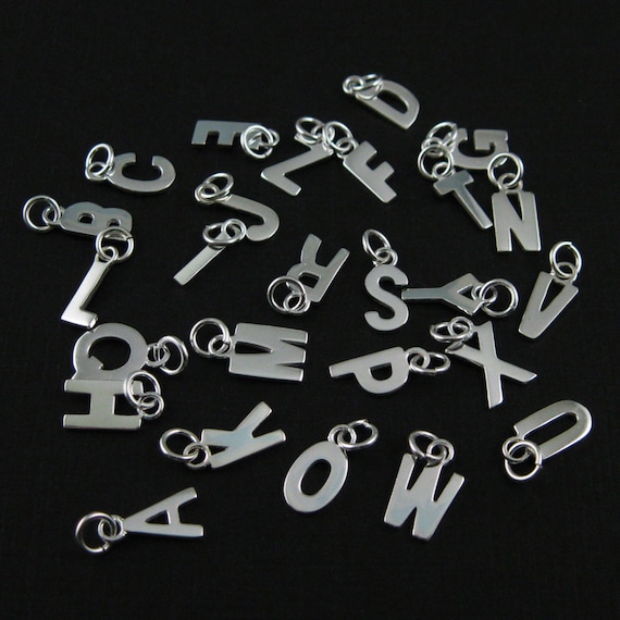 Silver Letter Charm-925 Sterling Silver Pendant-high Polish