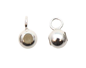 Perles en argent de fin coulissant avec du Silicone, coulissant perles pour collier ajustable, perle avec anneau - 4mm (vendu par 5 pcs) Ref : 213010