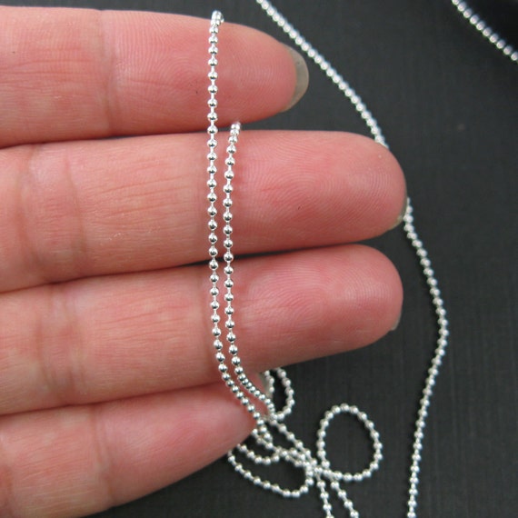 Oxidized Sterling Silver Chain- Bulk Ball Chain 1.2mm - Beaded Chain -  Unfinished Chains, Bulk Chains (Sold Per Foot).